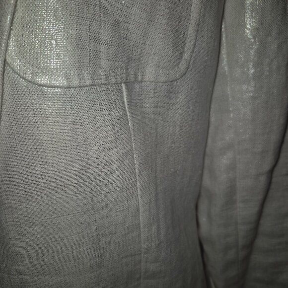 NWT Ralph Lauren White Silver Shimmer Linen Blazer Sz 6 - Picture 5 of 11